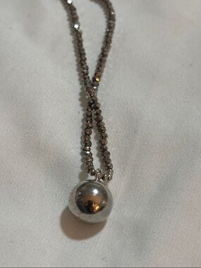 Silver Ball Pendant Necklace - Women's Jewelry adjustable length